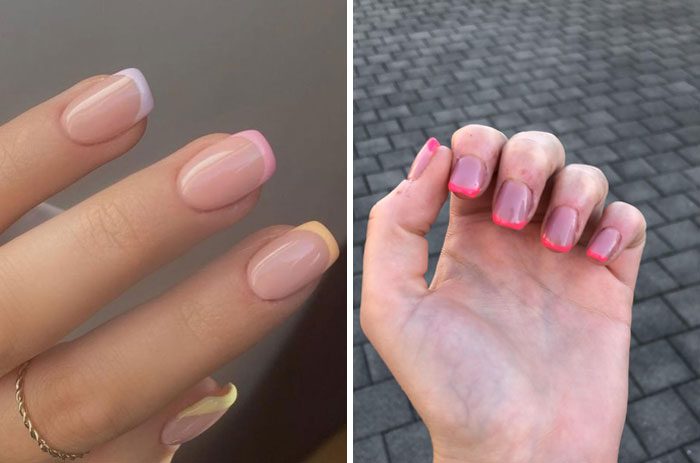 A collage of a hand and a painted fingernails
Description automatically generated