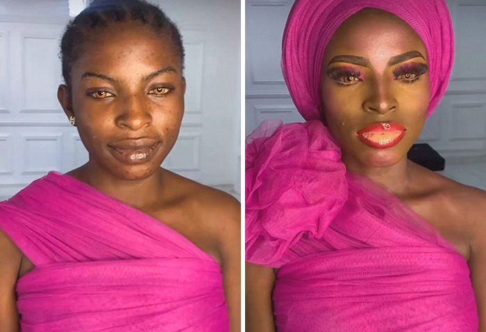 A person in a pink dress
Description automatically generated