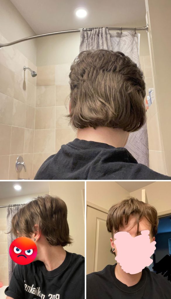 A person with a hair cut
Description automatically generated